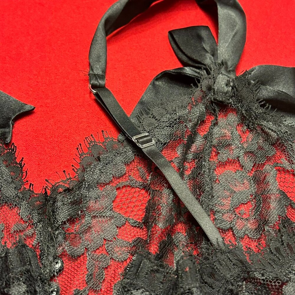 Victoria’s Secret Black Lace Teddy & Robe 2pc Set – M + OS - Picture 11 of 15